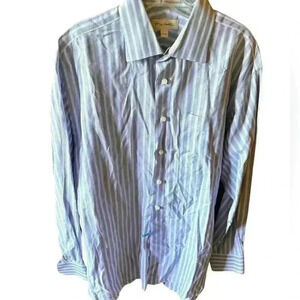Vintage men’s striped Italian cotton John W Nordstrom dress shirt size 17/35.